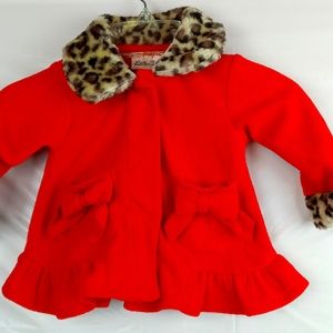 Little Lass red sweater with leopard print
